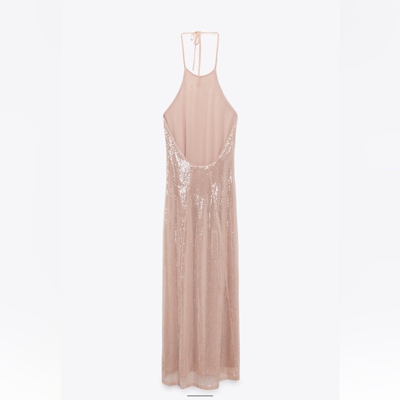 ZARA SEQUIN HALTER DRESS - Picture 7 of 12